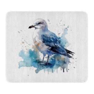 Tabla De Cortar Brisa Oceánica: Gaviota Acuarela