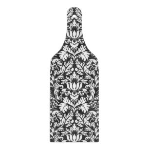 Tabla De Cortar Brocado de encaje damasco vintage en blanco y negr