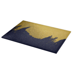 Tabla De Cortar Brochas de oro falsas con fondo azul marino