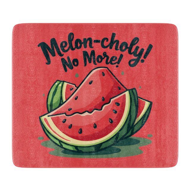 Tabla De Cortar Broma divertida de sandía "Melon-colía ya no"  (Anverso)