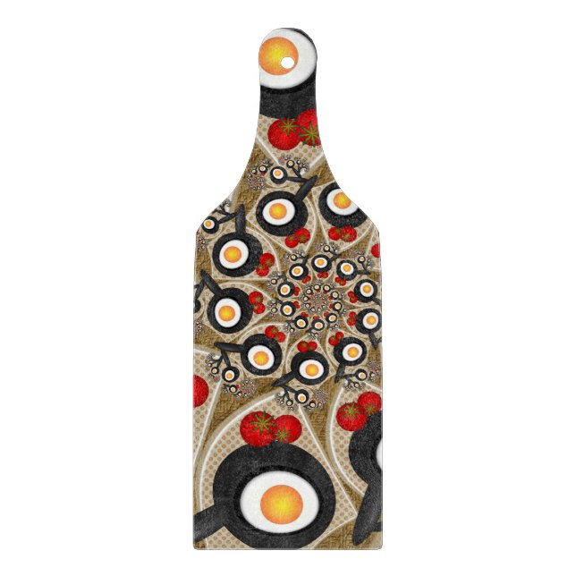 Tabla De Cortar Brunch Fractal Art Comida divertida, Tomates, Huev (Anverso)