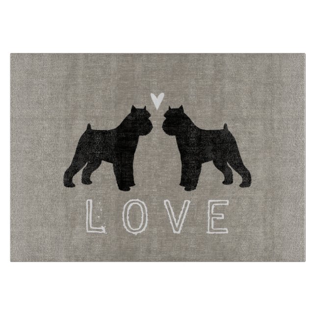 Tabla De Cortar Bruselas Griffon Silhouettes Love (Anverso)