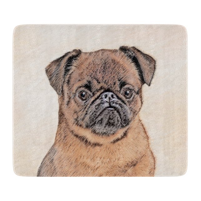 Tabla De Cortar Bruselas Griffon Smooth Painting Original Dog Art (Anverso)