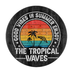 Tabla De Cortar Buenas Vibraciones Verano Olas Tropicales