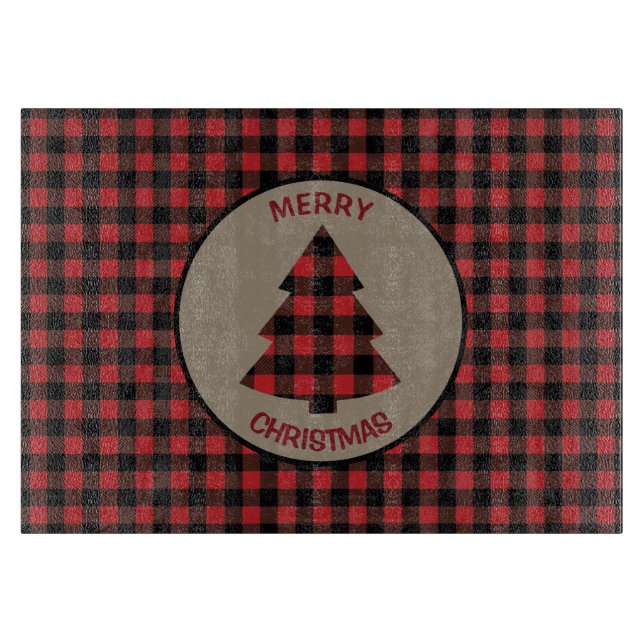 Tabla De Cortar Búfalo negro rojo plantado árbol de Navidad (Anverso)