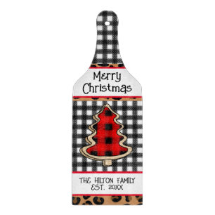 Tabla De Cortar Buffalo personalizado Plaid Gingham Christmas Tree