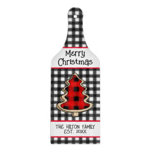 Tabla De Cortar Buffalo personalizado Plaid Gingham Christmas Tree