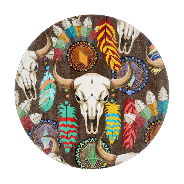 Tabla De Cortar Buffalo Skull Native American Emblem (Anverso)