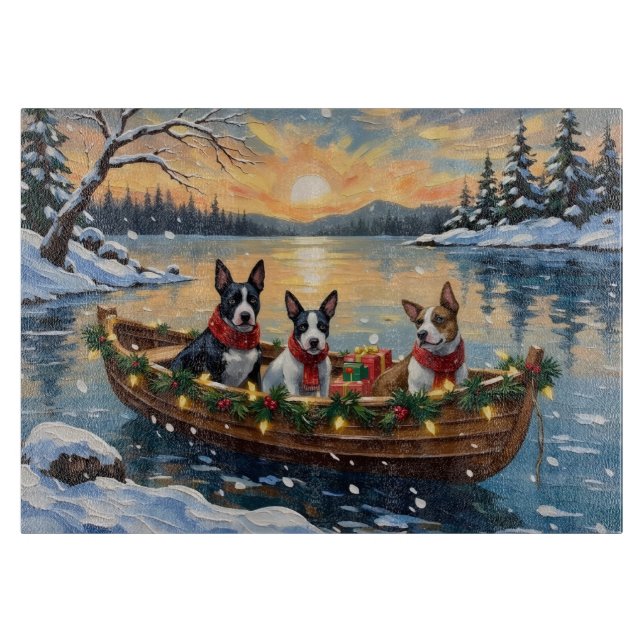 Tabla De Cortar Bull Terrier Christmas Boat Holiday (Anverso)