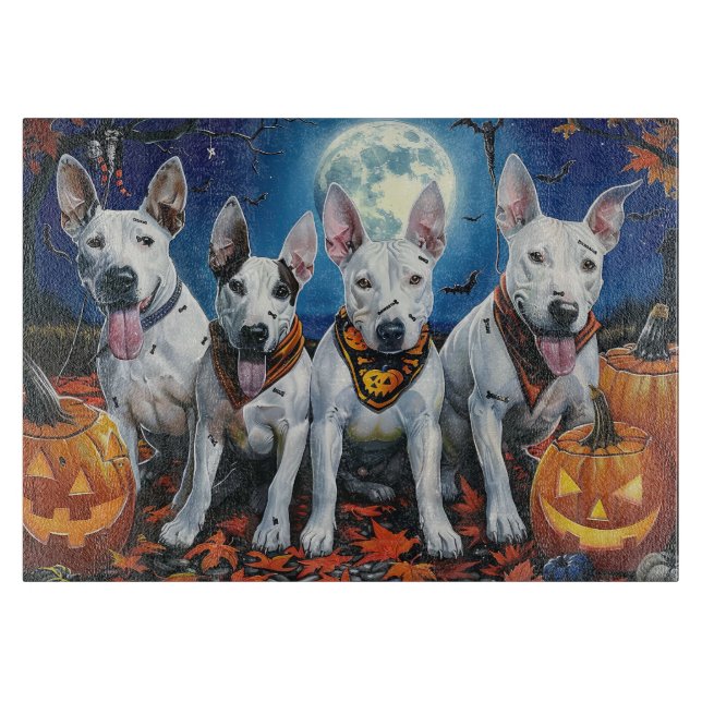 Tabla De Cortar Bull Terrier Halloween Spooky (Anverso)
