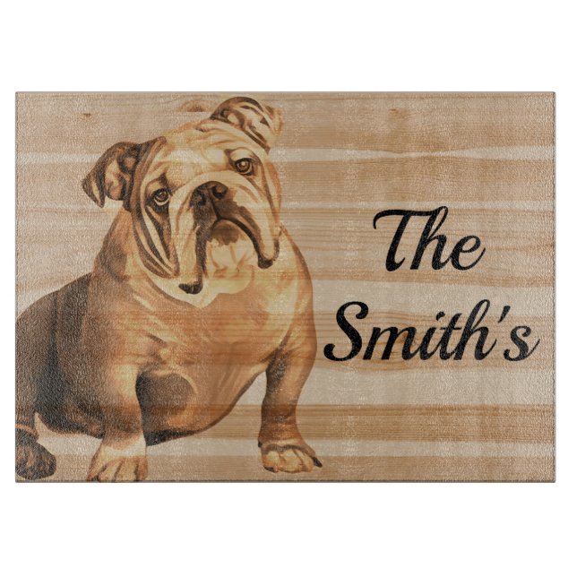 Tabla De Cortar Bulldog Bulldog Grano de madera (Anverso)