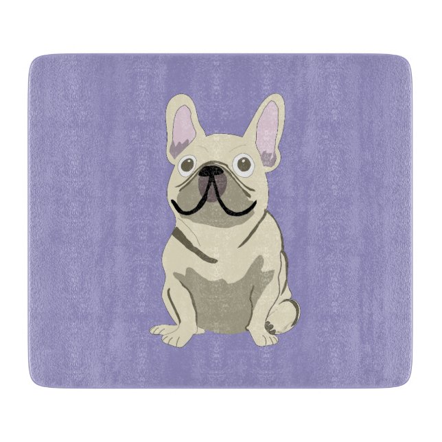 Tabla De Cortar Bulldog Francés Crema (Anverso)