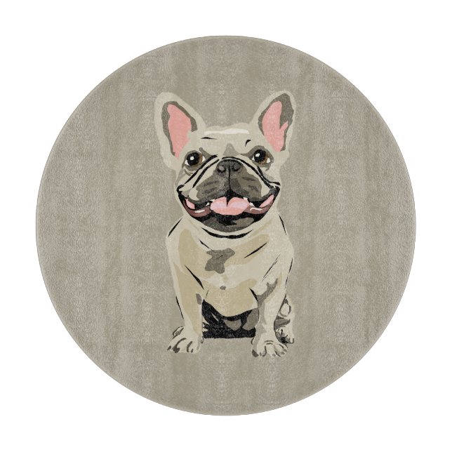 Tabla De Cortar Bulldog Francés Crema (Anverso)