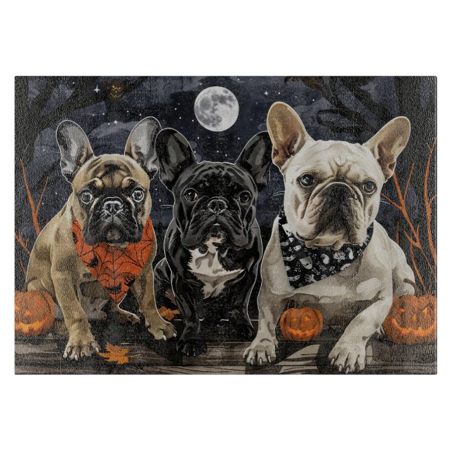 Tabla De Cortar Bulldog francés Halloween Spooky (Anverso)