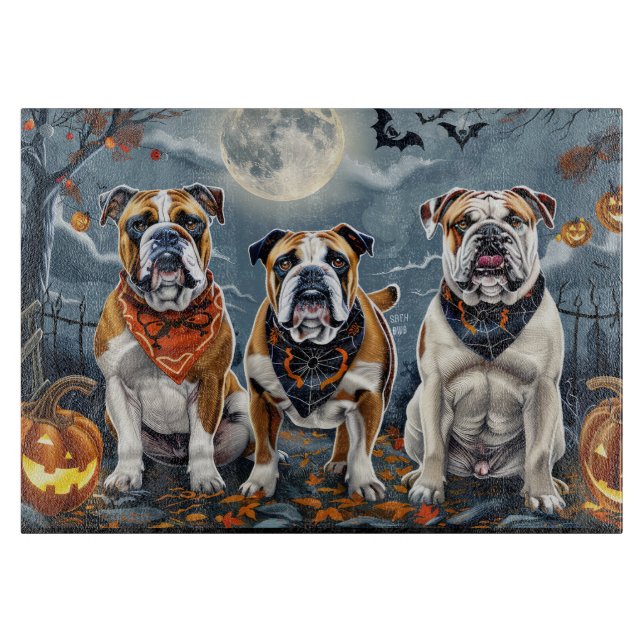 Tabla De Cortar Bulldog Halloween Spooky (Anverso)