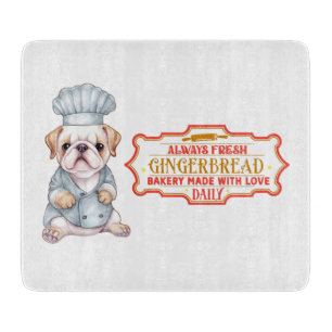 Tabla De Cortar Bulldog inglés Chef Baking Gingerbread