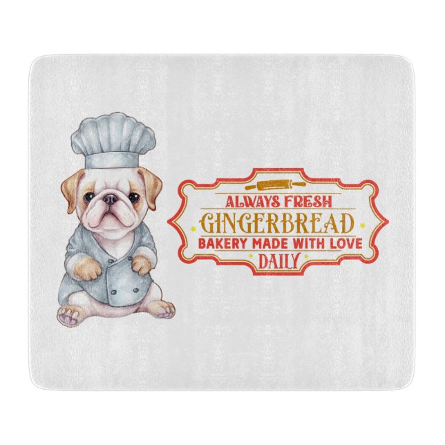 Tabla De Cortar Bulldog inglés Chef Baking Gingerbread (Anverso)