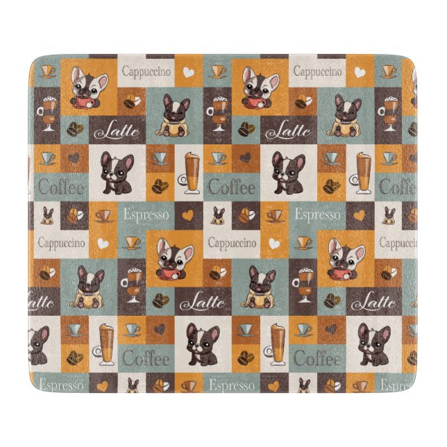 Tabla De Cortar Bulldog lindo café amor (Anverso)