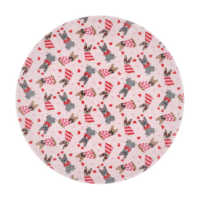 Tabla De Cortar Bulldoges de San Valentín (Anverso)