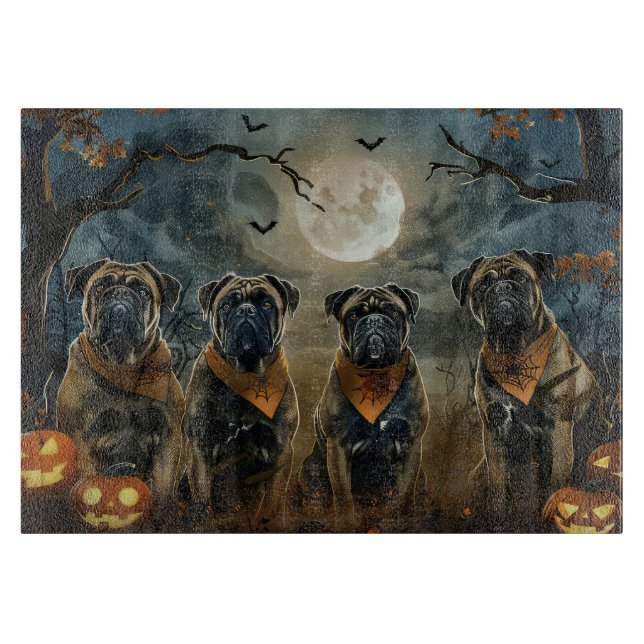 Tabla De Cortar Bullmastiff Halloween Spooky (Anverso)