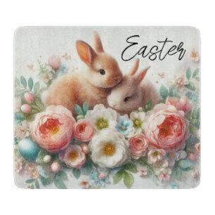 Tabla De Cortar Bunnies, huevos y flores de Semana Santa