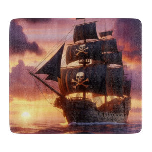 Tabla De Cortar Buque pirata al amanecer