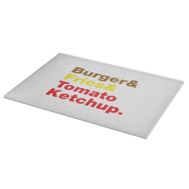 Tabla De Cortar Burger & Fries & Tomate Ketchup. (Borde)