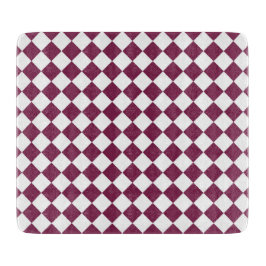 Tabla De Cortar Burgundy White Checker Diamond Pattern