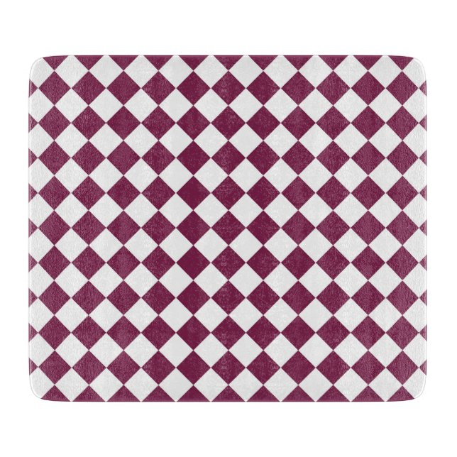 Tabla De Cortar Burgundy White Checker Diamond Pattern (Anverso)