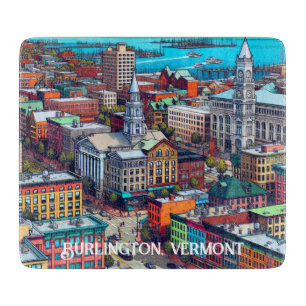Tabla De Cortar Burlington, Vermont Comic Book Style Art