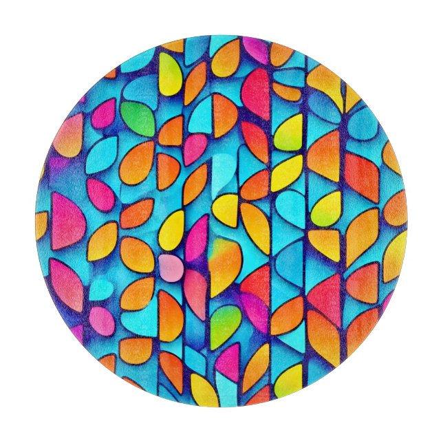 Tabla De Cortar Burst de hojas abstractas vibrantes (Anverso)