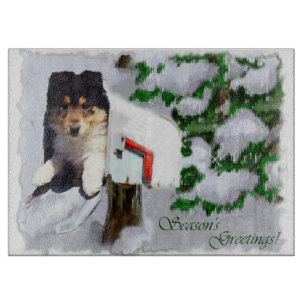 Tabla De Cortar Buzón de Navidades de Collie Puppy