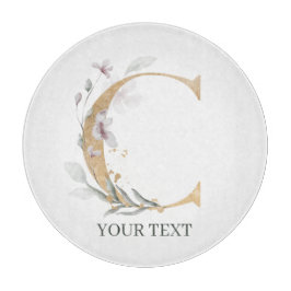 Tabla De Cortar C Monograma Floral Personalizado