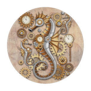 Tabla De Cortar Caballito de mar steampunk arte surrealista vintag