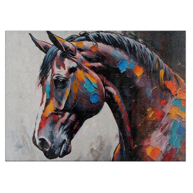 Tabla De Cortar Caballo Asomándose Blanco (Anverso)