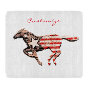 Tabla De Cortar Caballo de Bandera Americana Corriendo Thunder_Cov