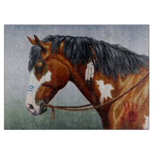 Tabla De Cortar Caballo de Guerra de Pinto de la Bahía Nativa Amer
