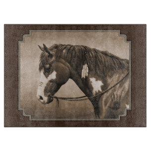 Tabla De Cortar Caballo de guerra de Pinto nativo americano en Sep