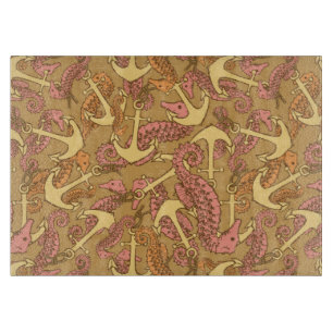 Tabla De Cortar Caballo De Mar Y Patrón De Anclaje