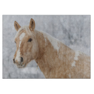 Tabla De Cortar Caballo de palamino en la nieve