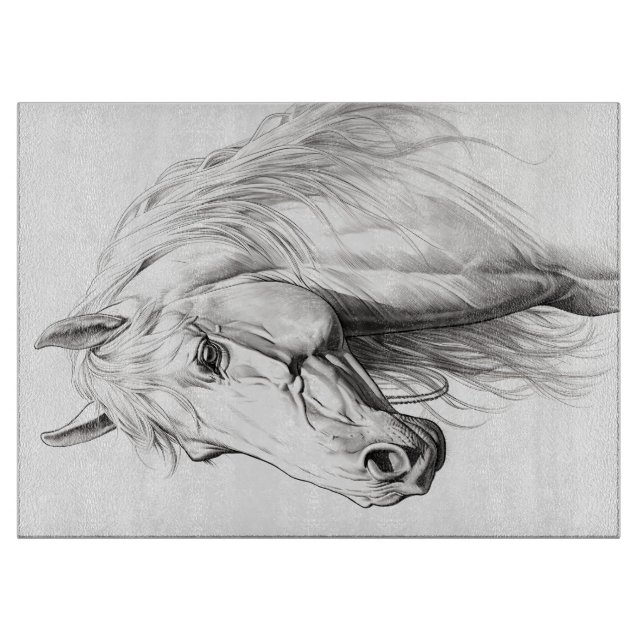 Tabla De Cortar Caballo de Peeking Blanco (Anverso)