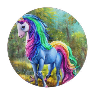Tabla De Cortar Caballo de unicornio colorido en el bosque 46567