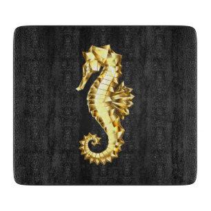 Tabla De Cortar Caballo marino polígono de oro