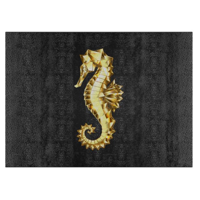 Tabla De Cortar Caballo marino polígono de oro (Anverso)