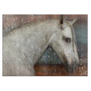 Tabla De Cortar Caballo que mira a escondidas blanco