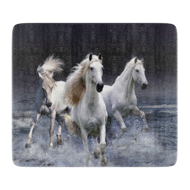Tabla De Cortar Caballos corriendo lanzando almohada (Anverso)