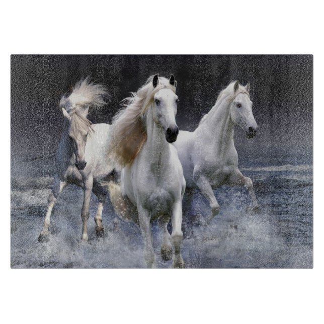Tabla De Cortar Caballos corriendo lanzando almohada (Anverso)