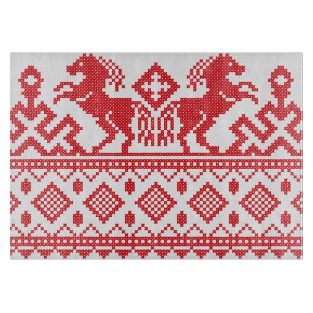 Tabla De Cortar Caballos de cría rojos (Anverso)