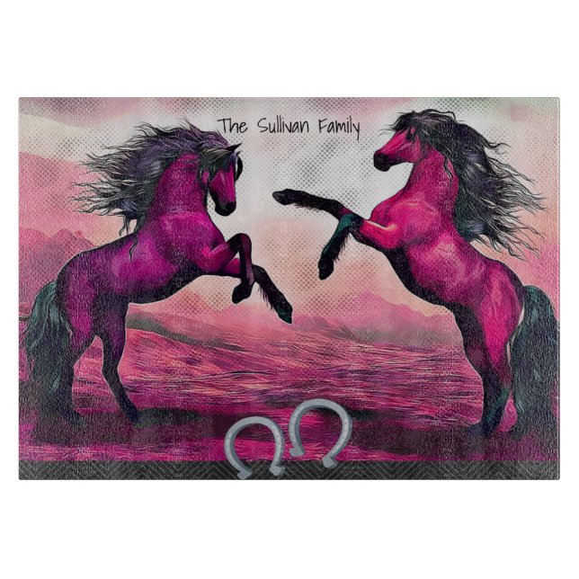 Tabla De Cortar Caballos de fantasía magórico en punto Personaliza (Anverso)