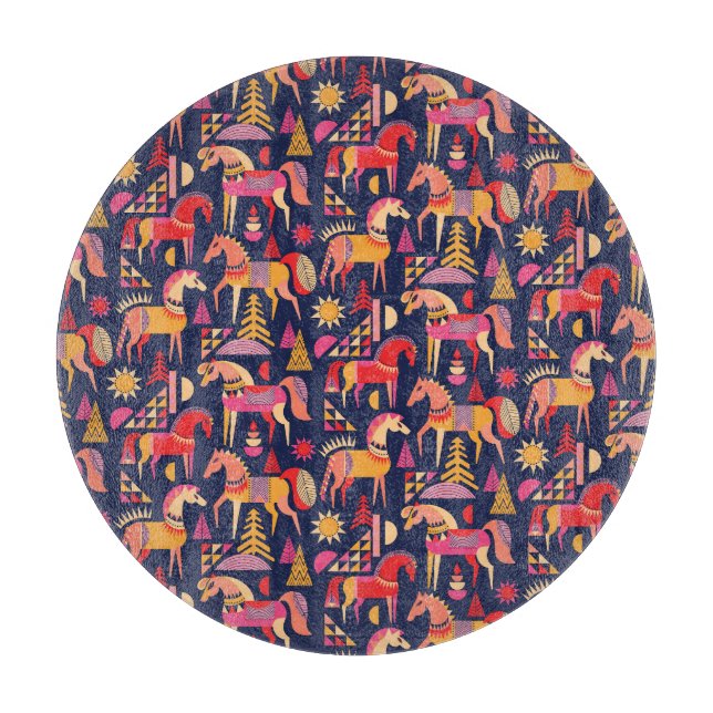 Tabla De Cortar Caballos escandinavos: Diseño Decorativo y Seamles (Anverso)
